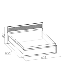 Спальня Милана Кровать 2 с ортопедическим основанием 1570х2050х845. Спальное место 1400х2000