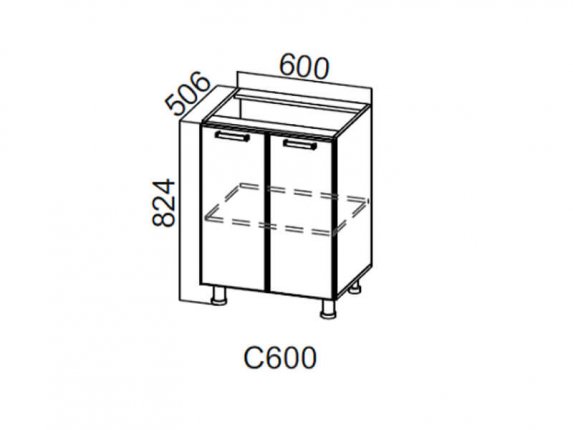 Стол-рабочий 600 С600 Волна 600х824х506